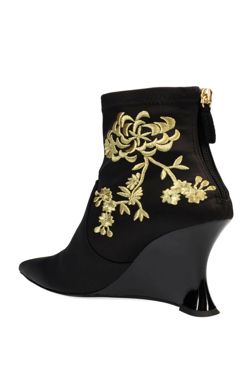 Neko Satin Embroidery Wedge Ankle Boot 10 Neko Satin Embroidery Wedge Ankle Boot - Image 10