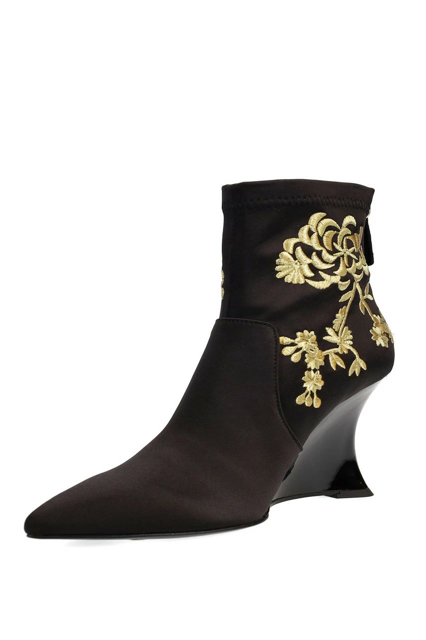 Neko Satin Embroidery Wedge Ankle Boot 6 Neko Satin Embroidery Wedge Ankle Boot - Image 6