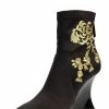 Neko Satin Embroidery Wedge Ankle Boot