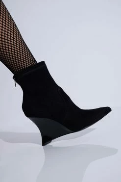 Neko Suede Wedge Ankle Boot 22 Neko Suede Wedge Ankle Boot -Natori Sales Shop Neko Suede Wedge Ankle Boot Black by Natori 35804.1662042719