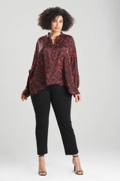 Ocelot Obi Silk Caftan Shirt 7 Ocelot Obi Silk Caftan Shirt -Natori Sales Shop Ocelot Obi Silk Caftan Shirt Red by Natori 3 64474.1663347139