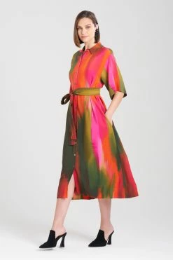 Ombre A-line Belted Shirtdress
