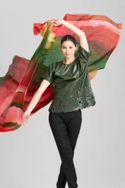 Ombre Print Wool Scarf -Natori Sales Shop Ombre Paint Wool Scarf Paprika by Natori 3 09785.1691155197