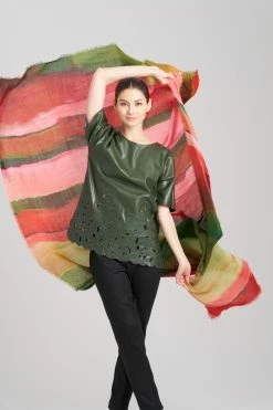 Ombre Print Wool Scarf -Natori Sales Shop Ombre Paint Wool Scarf Paprika by Natori 4 57769.1691155199