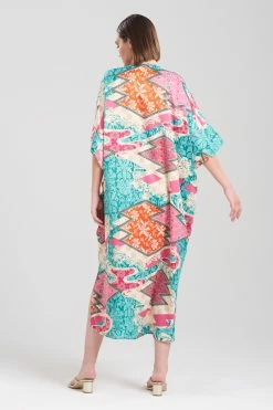 Orient Express Cocoon Caftan 5 Orient Express Cocoon Caftan -Natori Sales Shop Orient Express Cocoon Caftan Teal Combo by Natori 3 97795.1692005585