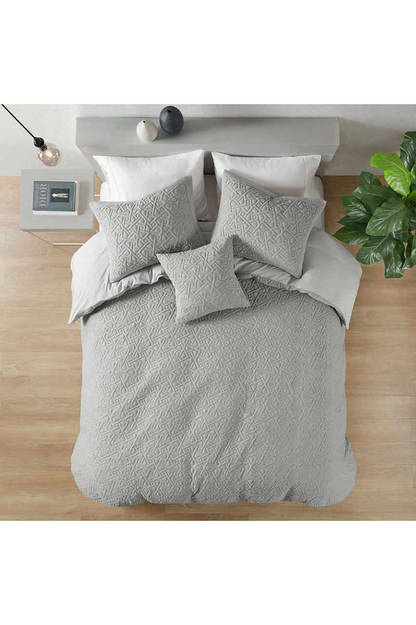 Origami 3 Piece Quilt Top Grey Duvet Cover Mini Set 4 Origami 3 Piece Quilt Top Grey Duvet Cover Mini Set - Image 4