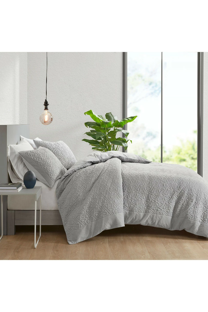Origami 3 Piece Quilt Top Grey Duvet Cover Mini Set 2 Origami 3 Piece Quilt Top Grey Duvet Cover Mini Set - Image 2