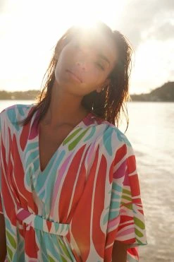 Papillon Caftan -Natori Sales Shop Papillon Caftan Bright Heather Coral by Natori 2 40926.1678913104