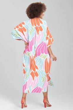 Papillon Caftan -Natori Sales Shop Papillon Caftan Heather Bright Coral by Natori 3 68383.1674150942