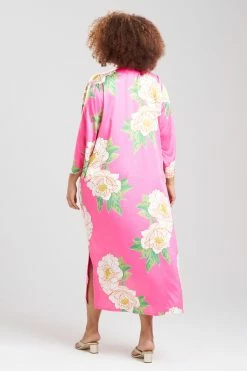 Paradise Peony Zip Caftan -Natori Sales Shop Paradise Peony Zip Caftan Pink Multi by N Natori 4 31399.1675376496