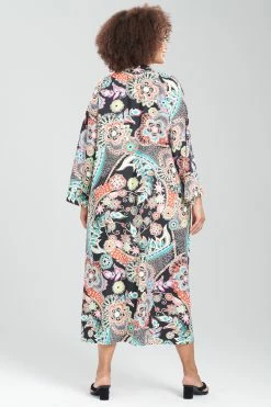 Peizuri Mandarin Caftan -Natori Sales Shop Peizuri Mandarin Caftan Black Multi by Natori 4 02008.1675272934