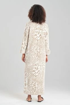 Plush Leopard Zip Caftan -Natori Sales Shop Plush Leopard Zip Caftan Sand Taupe by Natori 2 31920.1663016922