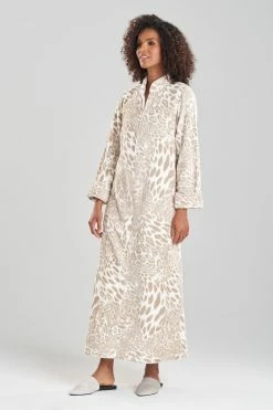 Plush Leopard Zip Caftan -Natori Sales Shop Plush Leopard Zip Caftan Sand Taupe by Natori 15609.1689709853