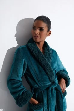 Plush Sherpa Robe -Natori Sales Shop Plush Sherpa Robe Cypress Green by Natori 13046.1687530399