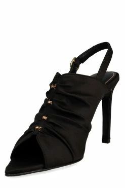 Reen Satin Open Toe Sling -Natori Sales Shop REEN ST BLK 8 10251.1664550925