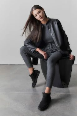 Real Suede Sneaker Bootie -Natori Sales Shop Real Suede Bootie Black by Natori 82361.1631558756