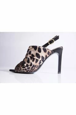 Reen Luxe Leopard Satin Open Toe Sling -Natori Sales Shop Reen Luxe Leopard Satin Open Toe Sling Chestnut by Natori 2 07664.1662048937