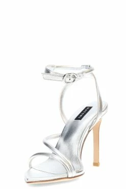 Reiki Nappa Leather Ankle Strap Heel -Natori Sales Shop Reiki Nappa Leather Ankle Strap Heel Silver by Natori 3 59138.1675096203