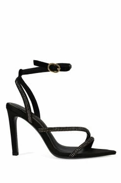 Reiki Satin Embellished Ankle Strap Heel -Natori Sales Shop Reiki Satin Embellished Ankle Strap Heel Black by Natori 68167.1671660973