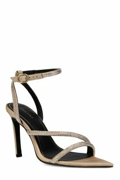 Reiki Satin Embellished Ankle Strap Heel -Natori Sales Shop Reiki Satin Embellished Ankle Strap Heel Champagne by Natori 3 77445.1671660985