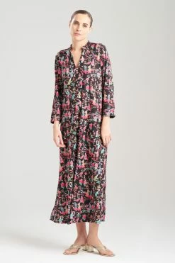 Ren Mandarin Caftan -Natori Sales Shop Ren Mandarin Caftan Black Multi by N Natori 2 79134.1692792939