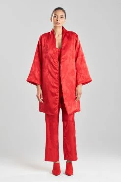 Ryu Jacquard Short Puffer Robe -Natori Sales Shop Ryu Jacquard Short Puffer Robe Red by Natori 70301.1672264953