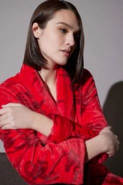 Ryu Plush Robe -Natori Sales Shop Ryu Plush Robe Brocade Red by Natori 2 79615.1663446116