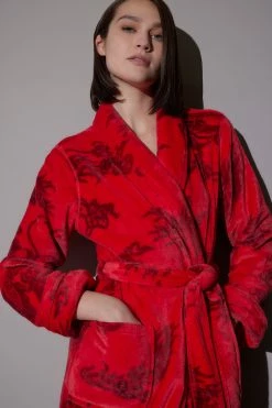 Ryu Plush Robe -Natori Sales Shop Ryu Plush Robe Brocade Red by Natori 3 10918.1663446118