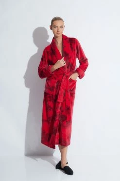 Ryu Plush Robe -Natori Sales Shop Ryu Plush Robe Brocade Red by Natori 4 70121.1663446108
