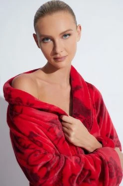 Ryu Plush Robe -Natori Sales Shop Ryu Plush Robe Brocade Red by Natori 80161.1663446122