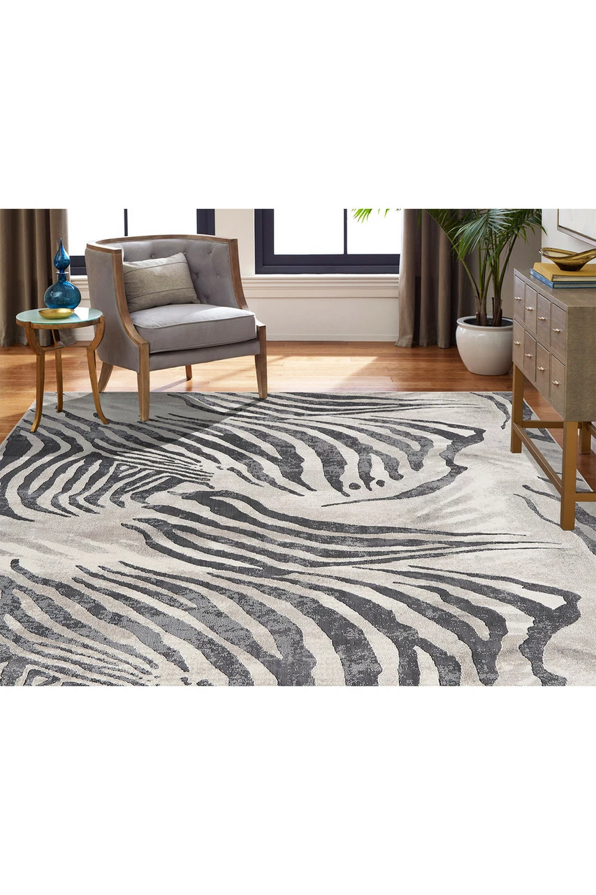 Serengeti- Charcoal Zebra Rug 2 Serengeti- Charcoal Zebra Rug - Image 2
