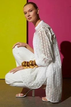 Cotton Eyelet Oversized Tux Shirt -Natori Sales Shop SHOT 31 2166 12389.1644611411