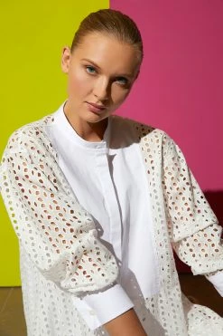 Cotton Eyelet Oversized Tux Shirt -Natori Sales Shop SHOT 31 2201 81619.1644611409