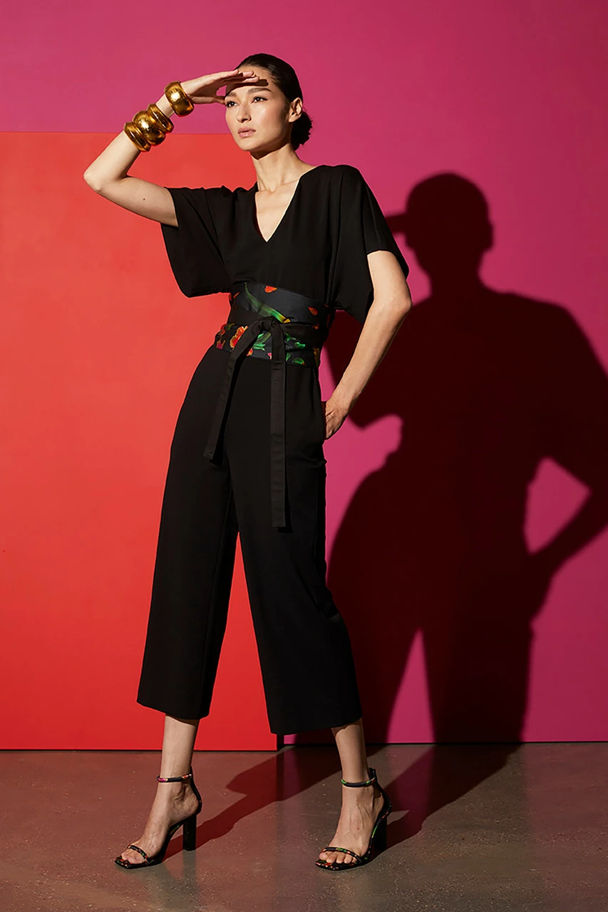 Light Weight Ponte Kimono V-Neck Jumpsuit 3 Light Weight Ponte Kimono V-Neck Jumpsuit - Image 3