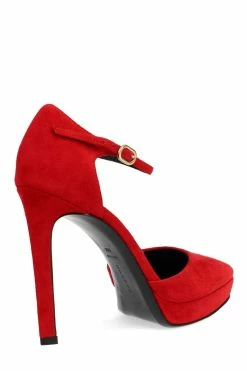 Sae Suede Square Toe Platform Pump -Natori Sales Shop Sae Suede Square Toe Platform Pump Brocade Red by Natori 2 91004.1664557951
