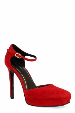 Sae Suede Square Toe Platform Pump -Natori Sales Shop Sae Suede Square Toe Platform Pump Brocade Red by Natori 3 14329.1677175124