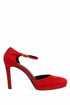 Sae Suede Square Toe Platform Pump -Natori Sales Shop Sae Suede Square Toe Platform Pump Brocade Red by Natori 4 83884.1664557971