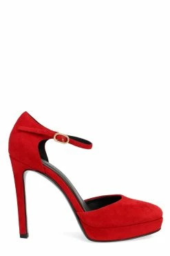 Sae Suede Square Toe Platform Pump -Natori Sales Shop Sae Suede Square Toe Platform Pump Brocade Red by Natori 5 95764.1664557984