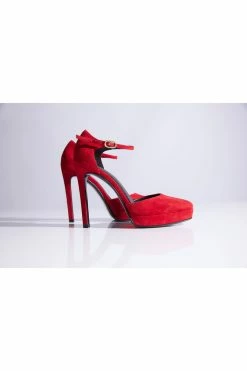 Sae Suede Square Toe Platform Pump -Natori Sales Shop Sae Suede Square Toe Platform Pump Brocade Red by Natori 17349.1662044800