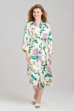 Sarasa Satin Robe -Natori Sales Shop Sarasa Satin Robe Oatmeal Multi by N Natori 2 99100.1690468217