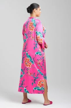 Sarasa Satin Zip Caftan -Natori Sales Shop Sarasa Satin Zip Caftan Berry Multi by N Natori 4 14451.1692632104