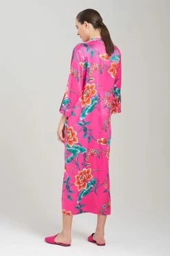 Sarasa Satin Zip Caftan -Natori Sales Shop Sarasa Satin Zip Caftan Berry Multi by N Natori 51455.1690469540