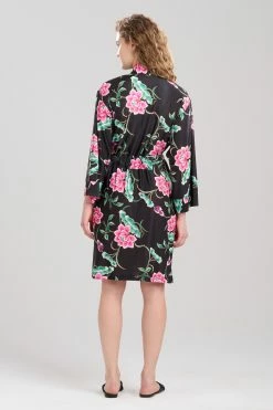 Sarasa Slinky Robe -Natori Sales Shop Sarasa Slinky Robe Black Multi by N Natori 2 79088.1692790731