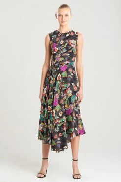 Sayuri Viscose Silk Crepê De Chine Side Drape Dress