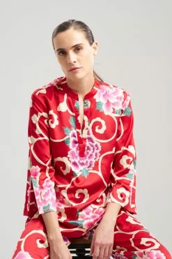 Saz Scroll PJ 38 Saz Scroll PJ -Natori Sales Shop Saz Scroll PJ Brocade Red Multi by N Natori 12 28461.1692804213