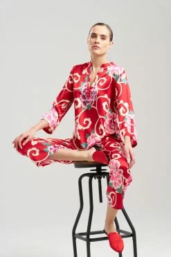 Saz Scroll PJ 26 Saz Scroll PJ -Natori Sales Shop Saz Scroll PJ Brocade Red Multi by N Natori 13 98638.1692804211