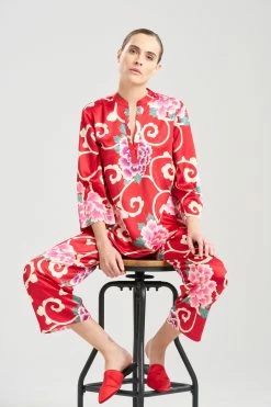 Saz Scroll PJ 33 Saz Scroll PJ -Natori Sales Shop Saz Scroll PJ Brocade Red Multi by N Natori 17 28939.1692804212