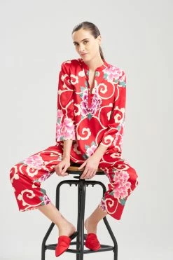 Saz Scroll PJ 34 Saz Scroll PJ -Natori Sales Shop Saz Scroll PJ Brocade Red Multi by N Natori 18 76879.1692804212