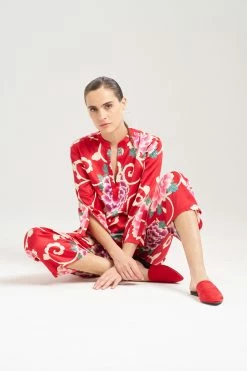 Saz Scroll PJ 25 Saz Scroll PJ -Natori Sales Shop Saz Scroll PJ Brocade Red Multi by N Natori 3 76812.1692804210