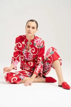 Saz Scroll PJ 27 Saz Scroll PJ -Natori Sales Shop Saz Scroll PJ Brocade Red Multi by N Natori 4 67634.1692804210